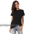 LUSMAY Womens Cotton T-Shirts Casual Short Sleeve Loose Fitting Basic Tee Solid