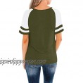 PINKMSTYLE Women's V Neck Short Sleeve T Shirts Casual Summer Color Block Workout Tops with Pocket