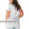 Womens Plus Size Tops V Neck Short Sleeve Tunic Shirts Casual T-Shirt Blouse