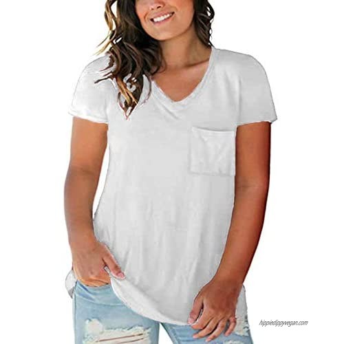 Womens Plus Size Tops V Neck Short Sleeve Tunic Shirts Casual T-Shirt Blouse
