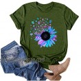 YUehswet Womens Tops Womens Summer Casual Short Sleeve Loose Fit Sunflower Graphic Tees Vintage Shirts Blouses Tunic Top