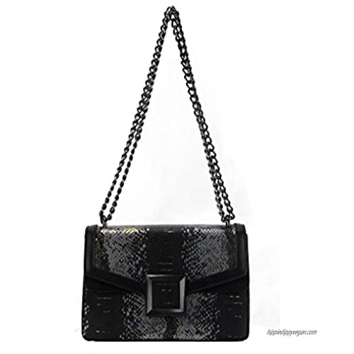 Crossbody Shoulder Evening Bag for Women - Snake Printed Leather Messenger Bag Chain Strap Clutch Small Square Satchel Purse