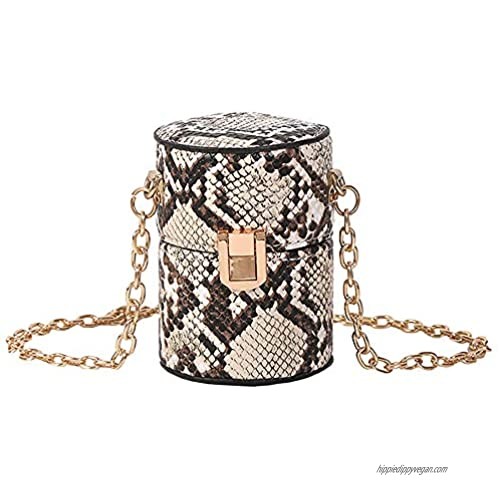 Danse Jupe Women Mini Snakeskin Pattern Cylinder-shaped Shoulder Bag Retro Chain Crossbody Evening Party Bag(419 Snakeskin Print)