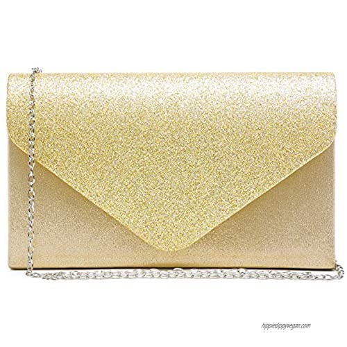 Dasein Women Evening Bags Formal Clutch Purses for Wedding Party with Shoulder Strap and Glitter Flap