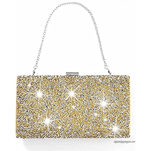 ELABEST Glitter Evening Clutch Bag Gold Rhinestone Handbag Bling Crossbody Shoulder Purse Wedding Cocktail Party Bag for Women and Girls