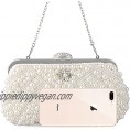 LIFEWISH Womens Pearl Evening bag Cascading Bead Rhinestone Fancy clutch purses