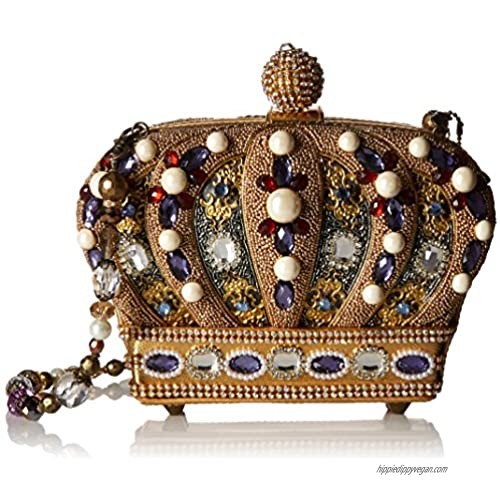 Mary Frances Queendom Beaded Jeweled Royal Crown Shoulder Handbag Purse  Gold