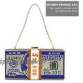 TENDYCOCO Evening Bag for Women Crystal Money Bag Clutch Dollar Bill Purse Acrylic Box Handbag Hard Case