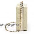Women Ostrich Print Faux Leather Box Clutch Handbag Crossbody Purse Evening Bag with Gold Chain Strap