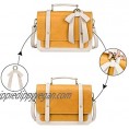 ECOSUSI Small Crossbody Bags Vintage Satchel Work Bag Vegan Leather Shoulder Bag with Detachable Bow  Yellow