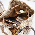 QZUnique Women's Bucket Drawstring Handbag Straw Shoulder Bag Straw Weave Crossbody Handbag Beach Bags With Bamboo Handle