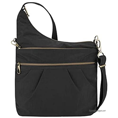 Travelon: Anti-Theft Signature 3 Compartment Nylon Crossbody Bag - Black