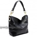 2 PC Set Ostrich Croco Embossed Vegan Faux Leather Hobo Shoulder Bag Classic Bucket Purse with Matching Wallet