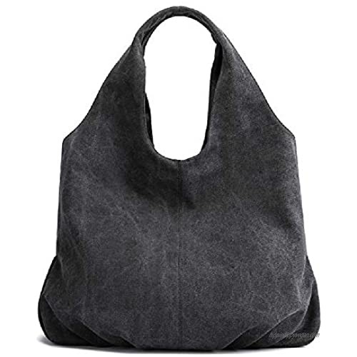 AUSTARK Womens Hobo Handbag Cotton Canvas Shoulder Bag Multi-pocket Tote Bag Casual Daily Purse
