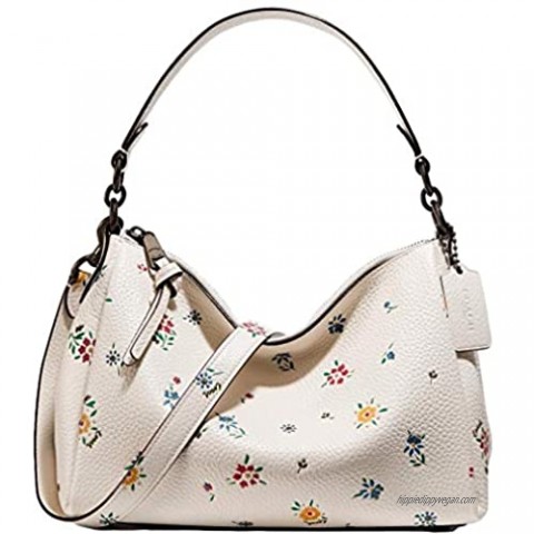 COACH Shay Floral Pebbled Leather Small Hobo Crossbody Purse Handbag With Wildflower Print
