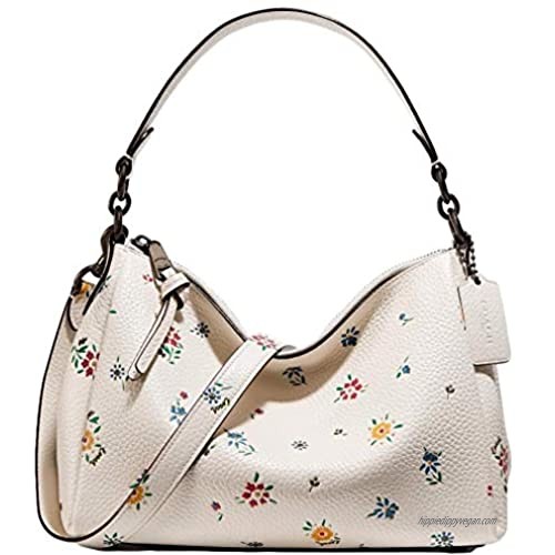COACH Shay Floral Pebbled Leather Small Hobo Crossbody Purse Handbag With Wildflower Print