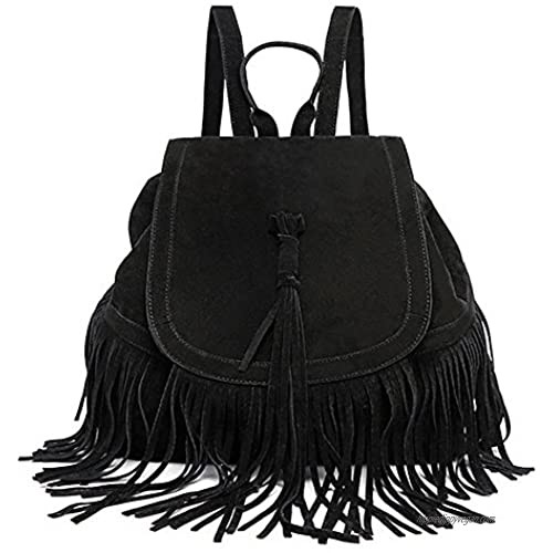 LUI SUI Women Backpack Purse Suede Fringed Tassel Shoulder Bag Fashion PU Leather Travel Bag Daypacks Purse for Girls