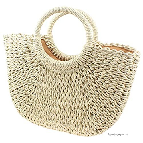 Straw Bags for Women  Hand-woven Straw Large Hobo Summer Beach Bag Round Handle Ring Toto Retro Rattan Bag