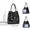 Womens Skull Print Hobo Tote Leather Shoulder Bag Punk Handbag and purses 2 sets