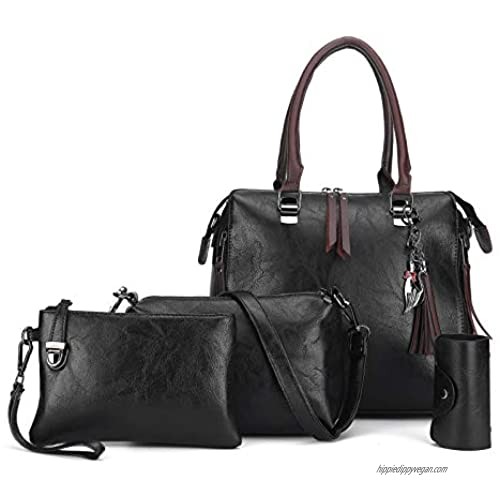 Handbags for Women  JOSEKO Lady Large Capacity Tote Bag Tassel PU Leather Shoulder Bags Satchel 4pcs Purse Set Gift