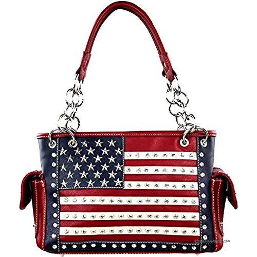 Montana West Women's Patriotic Studded Collection Tote Satchel Handbags Concealed Carry Purse Crossbody Bags