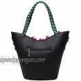 SUNROLAN Women's Shoulder Bag Handbag Tote Purse PU Leather Crossbody 3D Flower with Weave Handle Bags (Black-2)