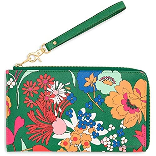 Ban.do Women's Green Floral Getaway Travel Wallet Wristlet  Passport & Card/ID Holder with Removable Wrist Strap  Superbloom
