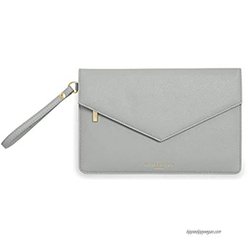 Katie Loxton Esme Womens Vegan Leather Envelope Clutch Wristlet Bag Grey