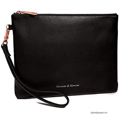 U+U Womens Large Wristlet Clutch Soft Leather Wallet Smartphone Zip Purse Handbag