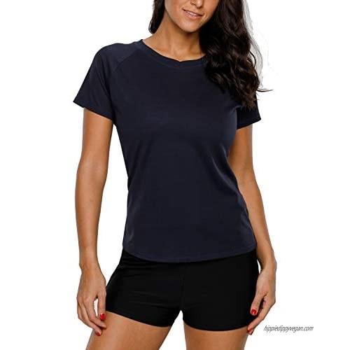 Sociala Women's Short Sleeve Rash Guard Loose Fit Swim Shirt UPF 50+ Rashguard Top