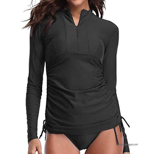 Women's UPF 50+ Sun Protection Long Sleeve Swimsuit Zip Top Guard Wetsuit Swimsuit