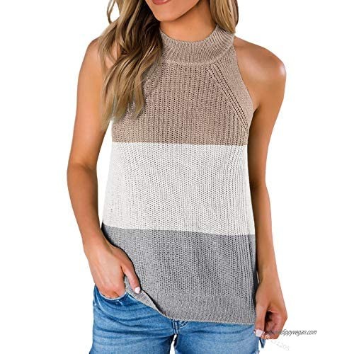 Apbondy Womens Loose Halter Tops Sleeveless Cami Shirts Summer Knit Tank Tops