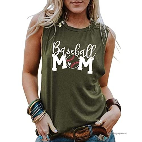 Baseball Mom Tank Tops Baseball Love Graphic Tee Shirts Women Summer Letter Print Sleeveless Shirt