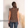 BMJL Women's Leopard Print Tank Tops Loose Fit Sleeveless Summer Shirts Ruffle Camisole Casual Blouse