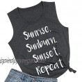 Country Music Vacation Shirt Sunrise Sunburn Sunset Repeat Tank Tops Women's Vest Tees Letter Graphic Summer Shirts