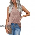 FARYSAYS Women's Lace Hollow Out V Neck Swiss Dot Tank Tops Sleeveless Casual Shirts Blouses