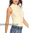 Nicetage Women's Sleeveless Slim Fit Mock Turtleneck Knit Pullover Sweater Stretch Basic T Shirt Tank Tops