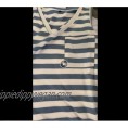 NSQTBA Womens Basic V Neck T Shirts Striped Summer Tank Tops with Pocket S-2XL