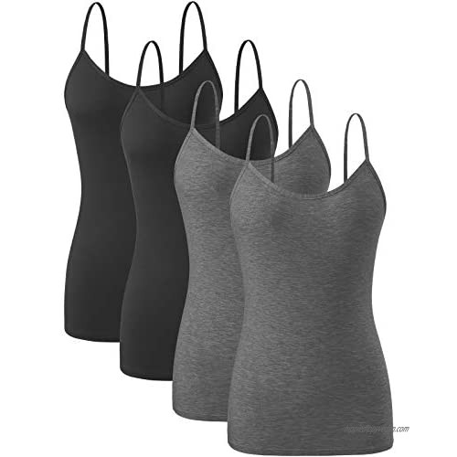 Orrpally Basic Cami Tank Tops Women Lightweight Camisole Stretch Tank Top Adjustable 4-Pack