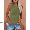 Saodimallsu Womens High Neck Tank Top Summer Ribbed Sleeveless Shirts Casual Loose Knit Cami Sweater Vest