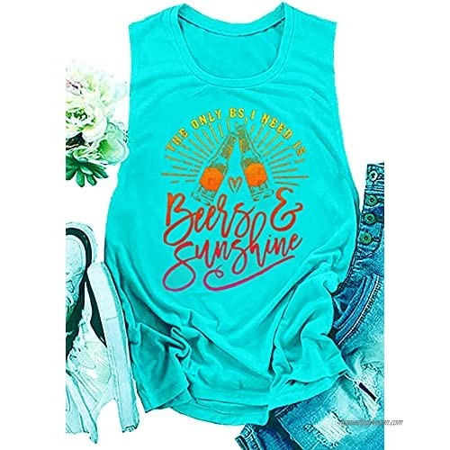 The Only BS I Need is Beers Sunshine Tank Tops for Women Country Music Shirt Vest Summer Casual Beach Holiday Tank Tee
