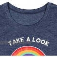 Women Take A Look Its in A Book T Shirt Funny Bookworm Shirt Rainbow Graphic Tee