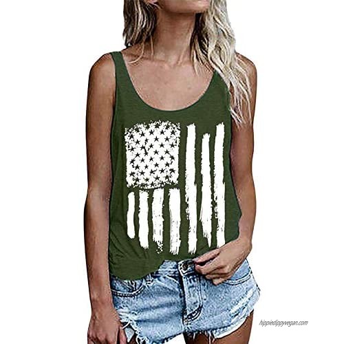Women's American Flag Tank Tops 4th of July Sleeveless USA Flag Shirts Casual Racerback Stars and Stripes Patriotic T Shirts