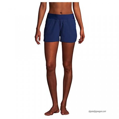 Lands' End Women's 3" Quick Dry Elastic Waist Board Shorts Swim Cover-up Shorts
