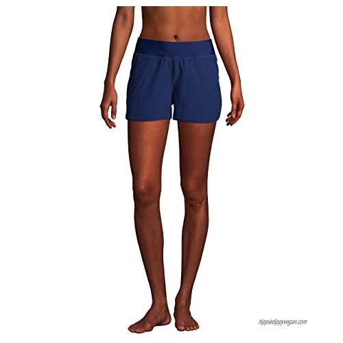 Lands' End Women's 3" Quick Dry Elastic Waist Board Shorts Swim Cover-up Shorts