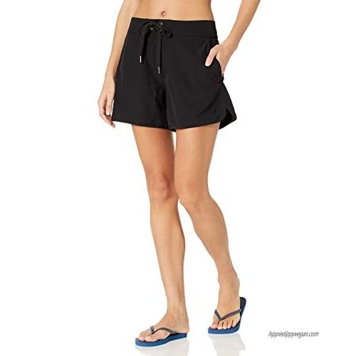Nautica Women's Solid 4 1/2" Core Stretch Boardshort with Adjustable Waistband Cord