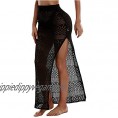 Womens Crochet Beach Cover Up Skirts Sexy High Waist Hollow Out Long Maxi Skirt Slit