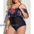 Daci Women Off Shoulder Plus Size One Piece Swimsuits Tummy Control Bathing Suits Ruffle Swimwear