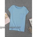 Actloe Womens Short Sleeve Tunic Tops Basic Loose T Shirts Solid Color Cap Sleeve Casual Tee with Pocket