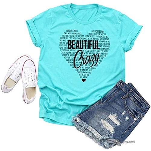 Beautiful Crazy T-Shirt Women Funny Cute Inspirational Letter Printed Graphic Casual Tee Tops